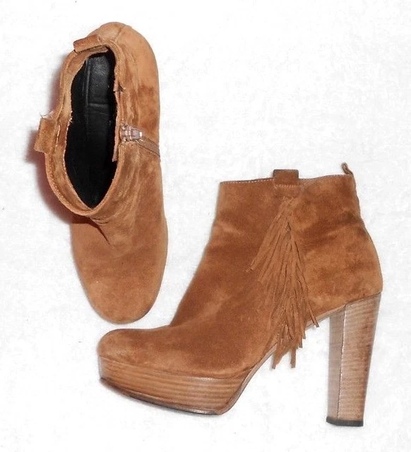 Bottines Minelli Compensées En Daim Noir - Taille 39.5 - Occasion En Très Bon état