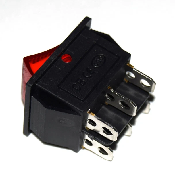 Interruptor Basculante Rojo 4 Pines - 6A 250V CA, 24x21 Mm | Conmutador Pulsador Para Electrónica