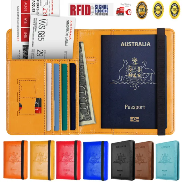 AICase Leather Travel Passport Wallet Holder RFID Blocking ID Card Case Cover