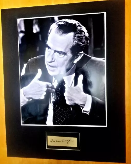 President Richard Nixon (2) Cut Signature Mounted in 11x14 inch Mat Watergate