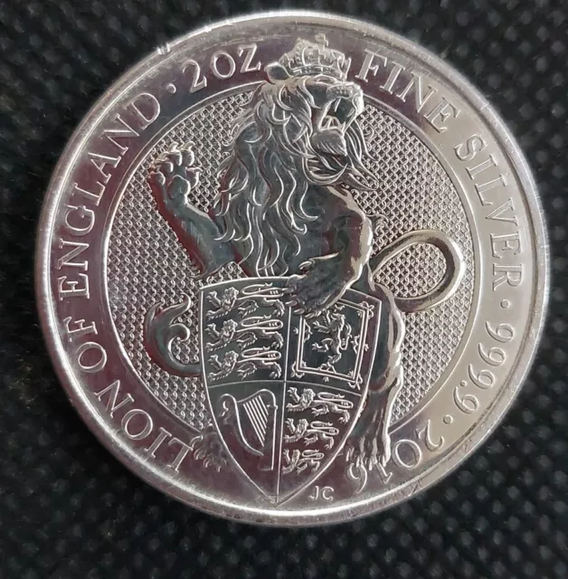 2016 2oz Queens Beasts Lion Of England  Silver  Coin In A Capsule