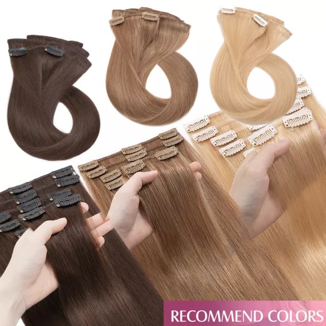 Straight Extensions A Clip Cheveux Naturel 8BANDES De Cheveux Humains 21-66CM FR 2