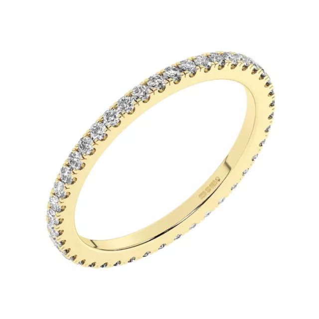 9K Yellow Gold, 0.50CT 100% Natural Round Cut Diamonds Full Eternity Ring