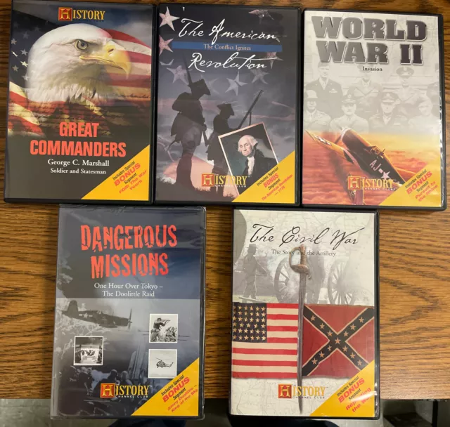 History Channel DVD Lot of 5 Revolution,  Civil War , WWII GREAT SHAPE!