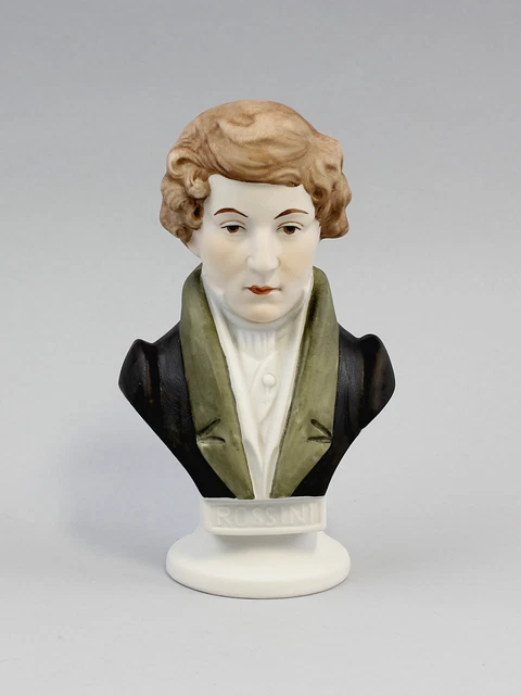 9942383 Bisquit Porcelana Busto Rossini Pintado a Mano wagner&apel H15cm