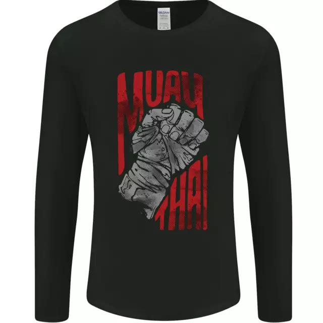Maglietta a maniche lunghe Muay Thai Fighter Fist MMA arti marziali da uomo