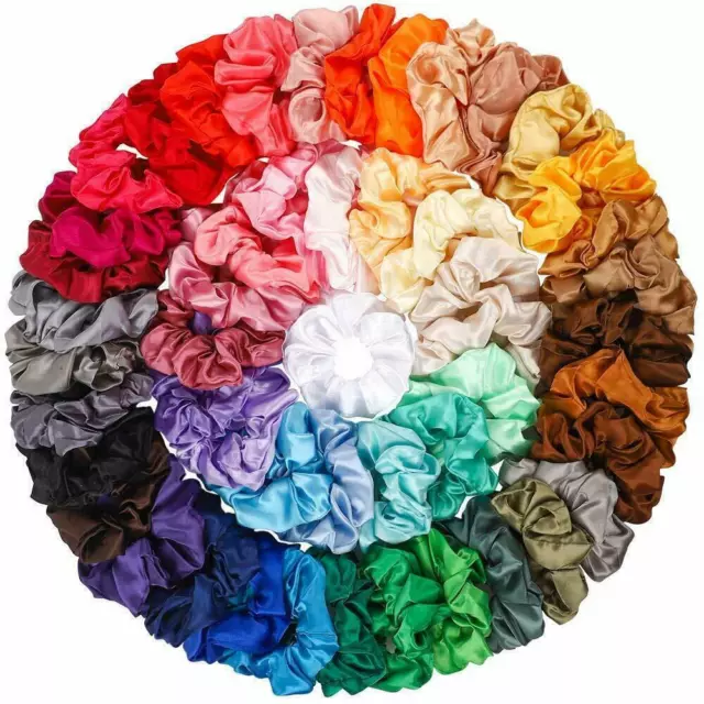 Multi Pack Hair Scrunchies Satin Scrunchy Bobbles Elastic Hair Bands Holder UK