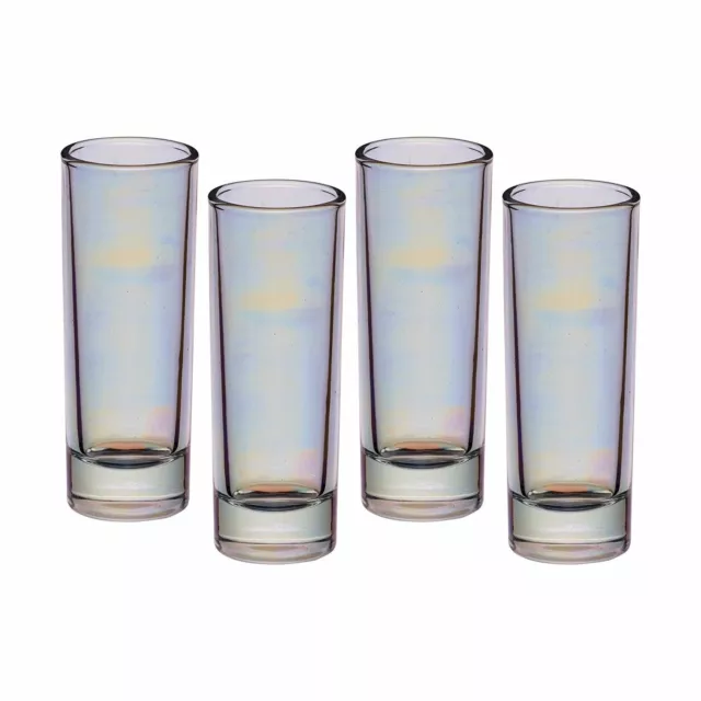 Iridescent Rainbow Tall Shot Glasses Set Of 4 Shooter Drinking Party Alcohol Bar