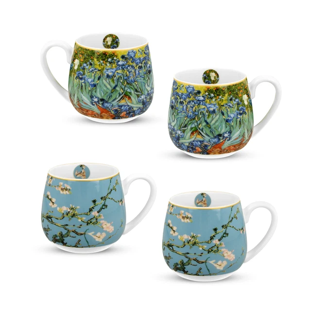BECHER Porzellan 4er SET Tassen Tee Kaffeebecher DUO ART GALLERY 430 ml