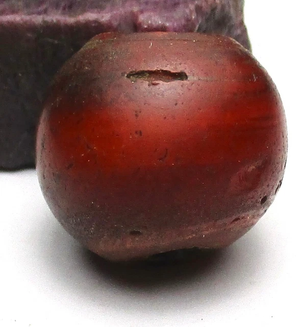 RARE LARGE WELLWORN OLD CORNALINE D'ALEPPO VENETIAN ANTIQUE BEAD 17mm x 19mm