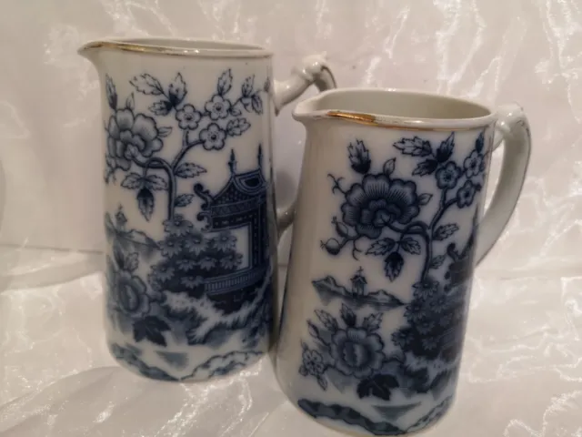 Johnson Bros Ltd, Burslem Pottery England Two Blue Flow Jugs. No.202332