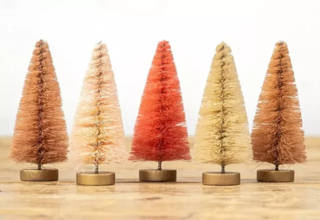 Ragon House "Pink Hues ~ Bottlebrush Trees" 4" H * Set Of 5 * New Free Shipping