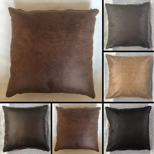 Premium Faux Distressed Leather Cushion Cover Handmade Pillow Case Sofa Bed