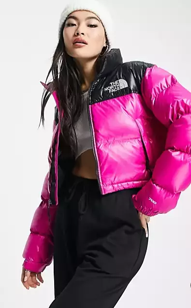 The North Face Nuptse Giacca Tagliata Rosa e Nero-S-M-L-XL