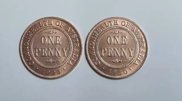 1925 and 1930 One Penny KGV Collectors Filler Coin Minelab Garrett Token Nokta