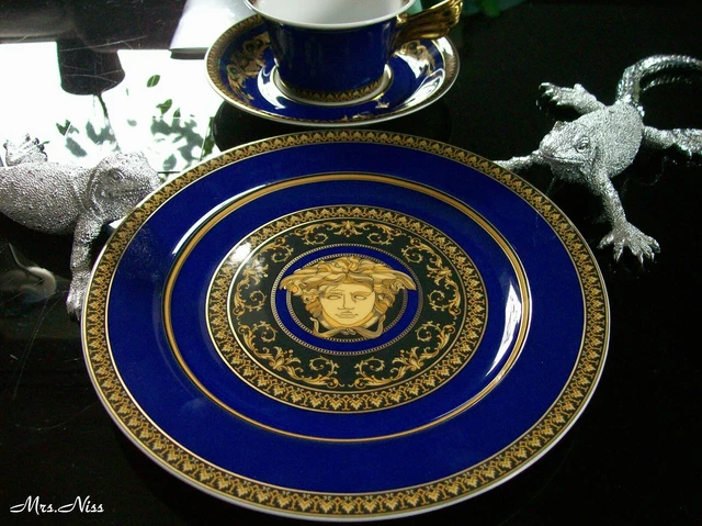 Rosenthal Versace Medusa Blau Set Teller+Tasse 25 Jahre Versace NEU 1.Wahl & OVP