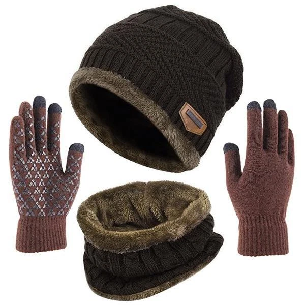 Guantes Para El Frio Bufandas De Mujer Hombre Gorros De Invierno Juego Chalina