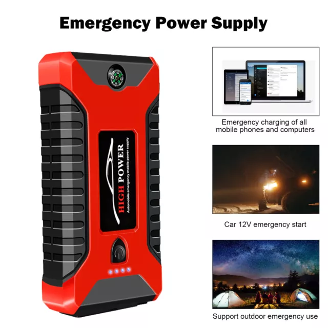 30000mAh Car Emergency Battery Jump Starter Start Booster LED Power Pack 12V