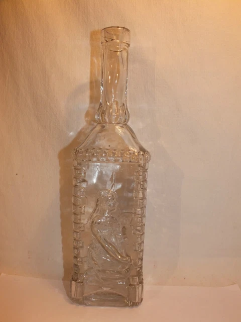 ANCIENNE GRANDE Bouteille Carafe Verre moulé En Forme De Chevalier