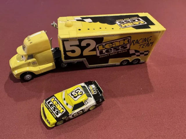 Disney Pixar Cars Hauler Piston Cup #52 Leak Less Truck Trailer + Die Cast Car