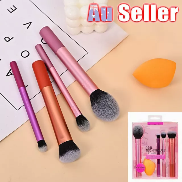 New Real Techniques Makeup Brushes Set Foundation Smooth Blender Sponges Puff AU