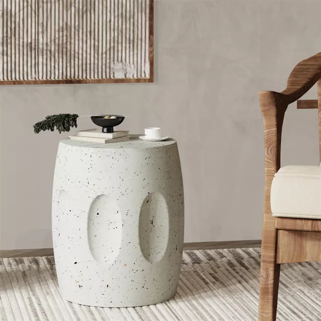 Side Table Coffee Terrazzo Magnesia Concrete Stool Stand fr Outdoor Patio Garden