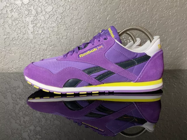 Reebok Classic Nylon Slim Purple Yellow Running Shoes women’s Size 9.5