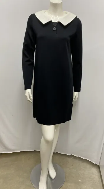 Purple Label Ralph Lauren Collection Dress Black White Collar Runway 2014 M 6 8