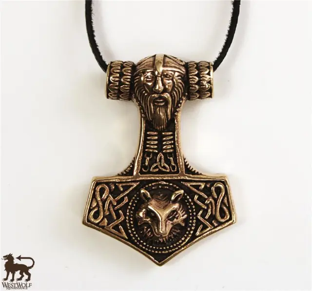 Bronze Viking Thor's Hammer Mjolnir Pendant -- Norse/Medieval/Skyrim/Jewelry
