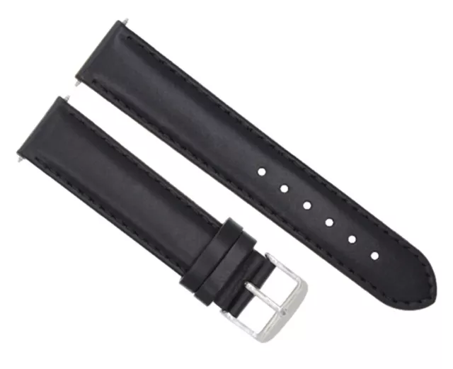 22Mm Smooth Leather Watch Strap Band For Tissot Quadrato Chronograph Black