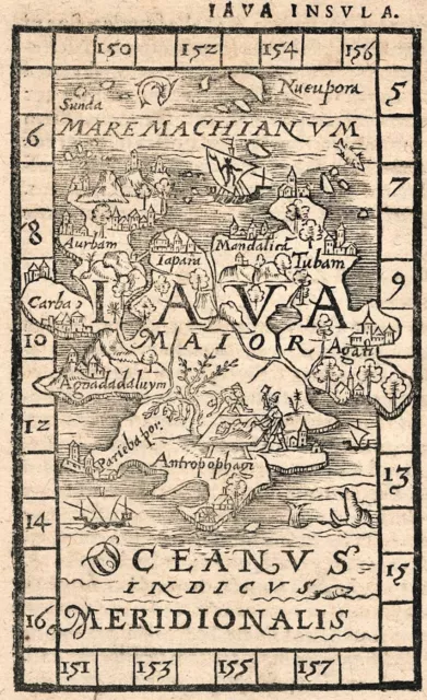 Antique Map "Iava Insvla" (Java-Indonesia) S. Munster, 1544