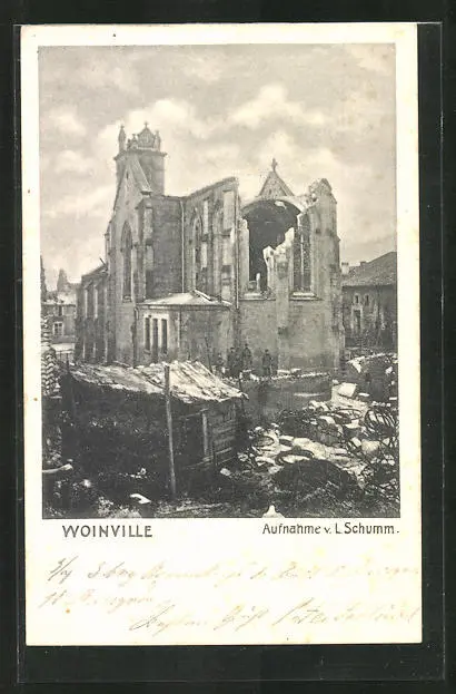 CPA Woinville, vue de détruites l'Église
