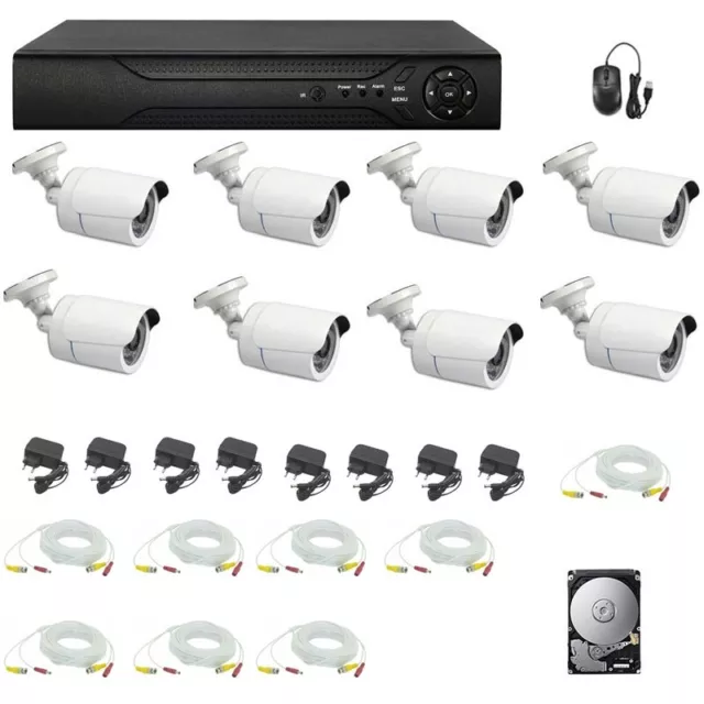 Kit Videosorveglianza 8 Telecamere 5 Mpx  Dvr 16 Canali Hd 1 Tb + Cavi