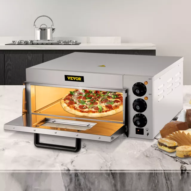 VEVOR Forno Elettrico di Pizza da Tavolo Camera Singola Pietra con Diametro 14''