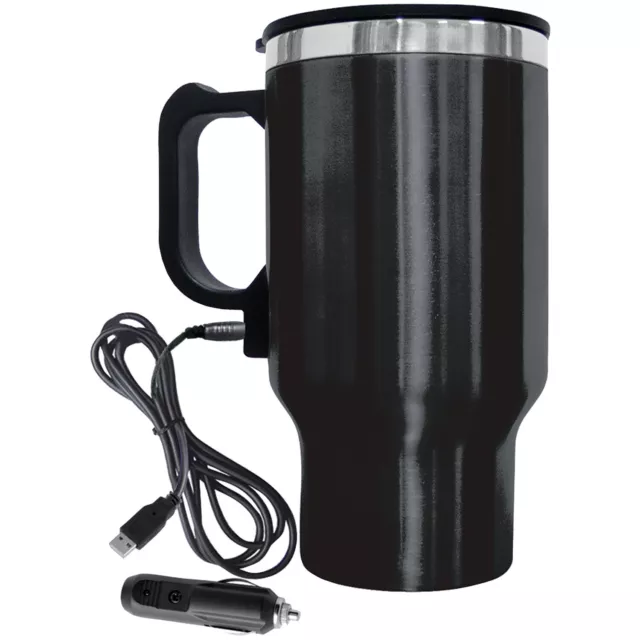 GEOJUG 16-Ounce Stainless Steel 12-Volt Heated Travel Mug (Black)