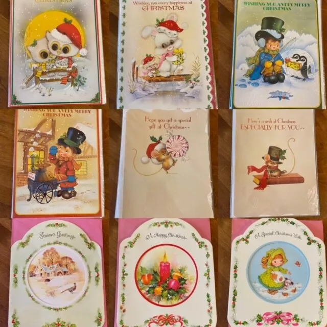 Original Vintage Large Unused Christmas Cards 1970's 1980's Kitsch - Retro!
