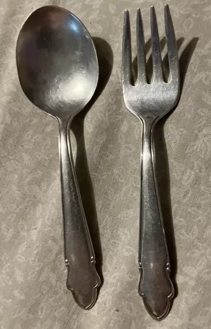 Sterling Baby Spoon And Fork Set Wolfenden Nice Rare Sterling Silver Kids USA