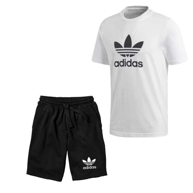 Set Adidas Shorts T-Shirts  Uomo Donna Trefoil Set Logo Maglia Cotone