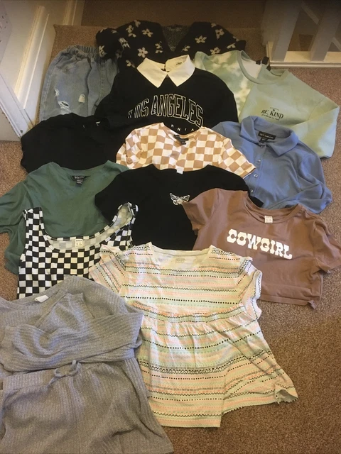 Girls Clothes Bundle 10 - 12 Years Shein New Look Crop Tops Jumpers Jeans PJs