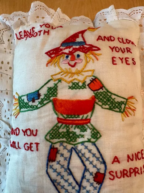 Handmade Tooth Fairy Pillow Crosssttich Embroidered 6" X 8" 2