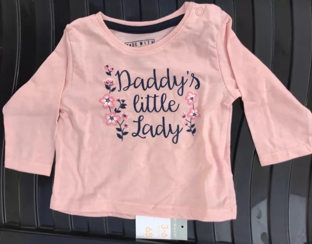 Baby Girls Peach Long Sleeve T Shirt with Daddy's Little Lady detail