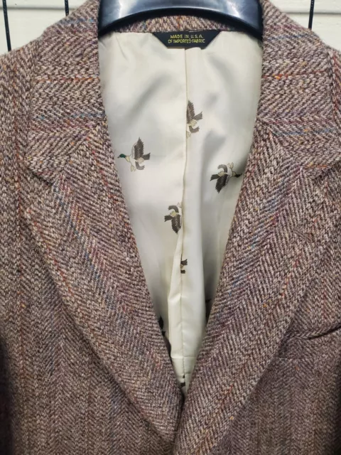 42 R Stafford Harris Tweed Blazer Sport Coat Sport Jacket Wool USA MADE