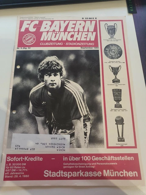 FC BAYERN MÜNCHEN Mitglieder , Club ,Stadionzeitung Sept.1980 Nr.9