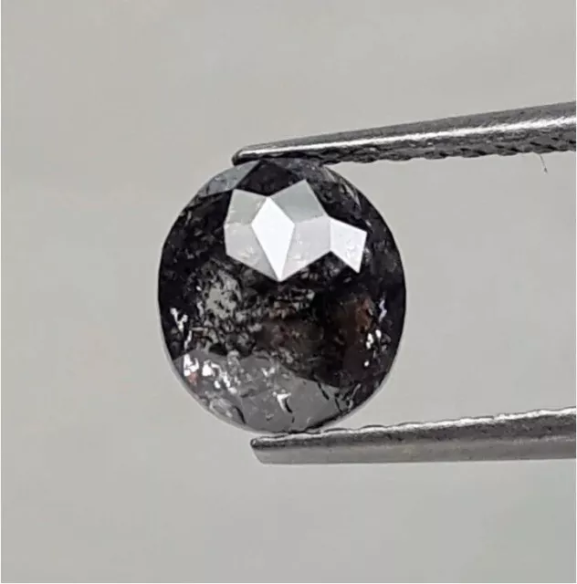 Anello naturale con diamante sciolto sale e pepe da 0,95 ct, diamante nero...