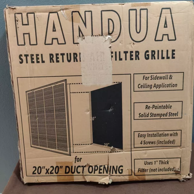 Handua 20"x 20" Steel Return Air Grille  Vent Cover For Sidewall/Ceiling White