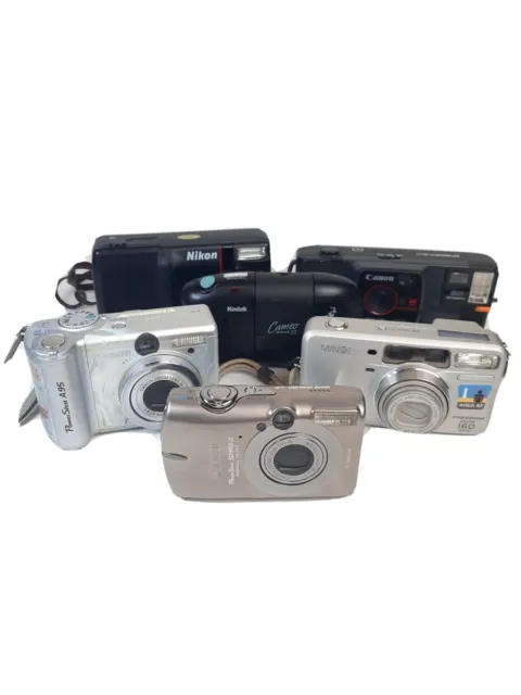 Camera Bundle Canon PowerShot A95 Minolta Nikon Cameo Set of 6 Cameras for Parts