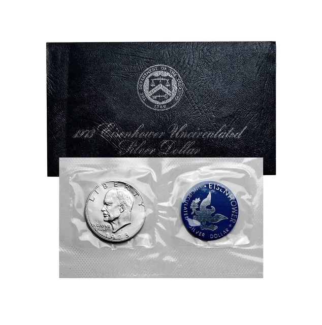 1973 S Ike Eisenhower Silver Dollar BU Brilliant Uncirculated OGP Blue Pack