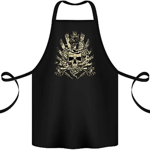 Tattoo Skull Snake Tattooist Biker Gothic Cotton Apron 100% Organic