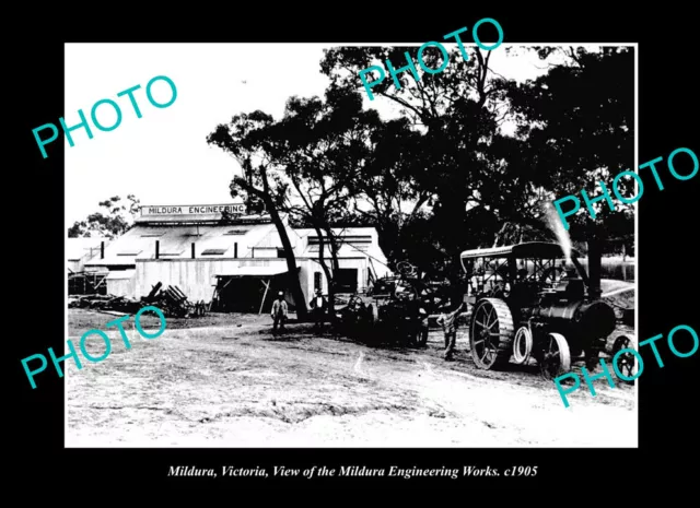 OLD LARGE HISTORIC PHOTO MILDURA VICTORIA MILDURA ENGINEERING WORKS c1905