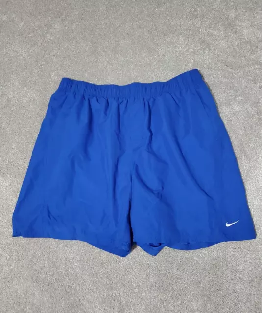 Vintage Nike Swim Trunks Mens Size XXL 2XL Blue White Swoosh Logo Lining